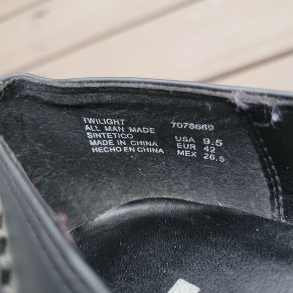 Vintage 90s y2k Black Faux Vegan Leather Wedge Heeled Brogue Punk Penny Loafers - Picture 7 of 9